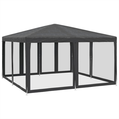 Partyzelt mit 8 Mesh-Seitenteilen Weiß 4x4 m HDPE