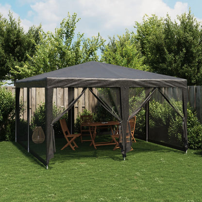 Partyzelt mit 8 Mesh-Seitenteilen Weiß 4x4 m HDPE
