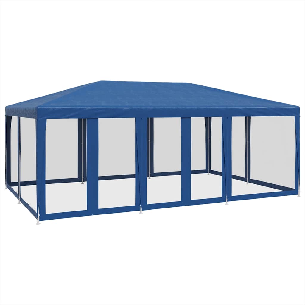 Partyzelt mit 10 Mesh-Seitenteilen Weiß 6x4 m HDPE