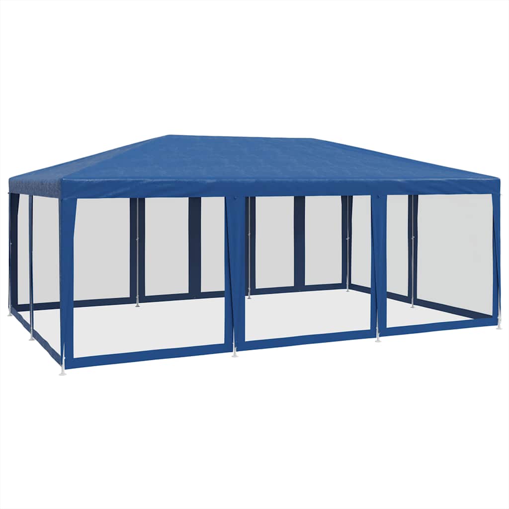 Partyzelt mit 10 Mesh-Seitenteilen Weiß 6x4 m HDPE