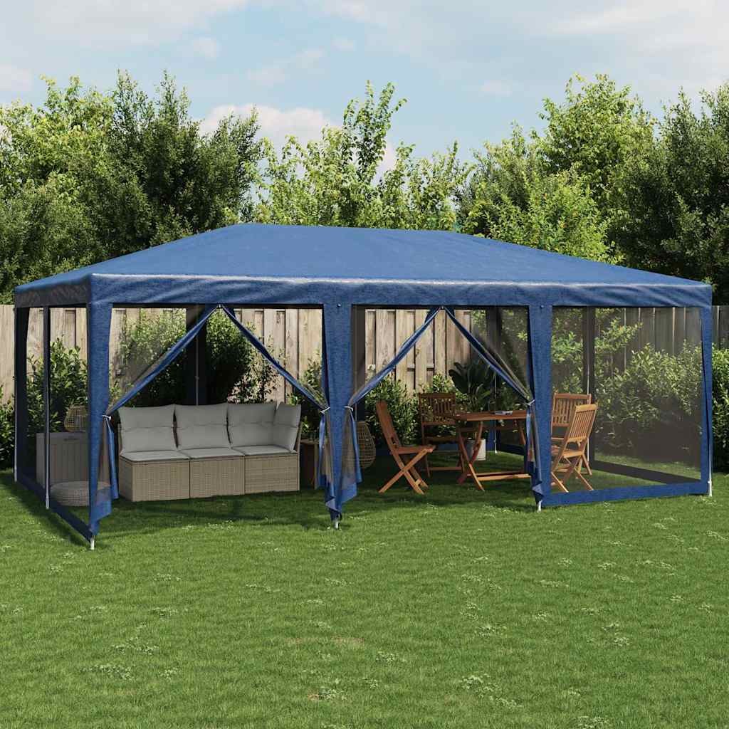 Partyzelt mit 10 Mesh-Seitenteilen Weiß 6x4 m HDPE