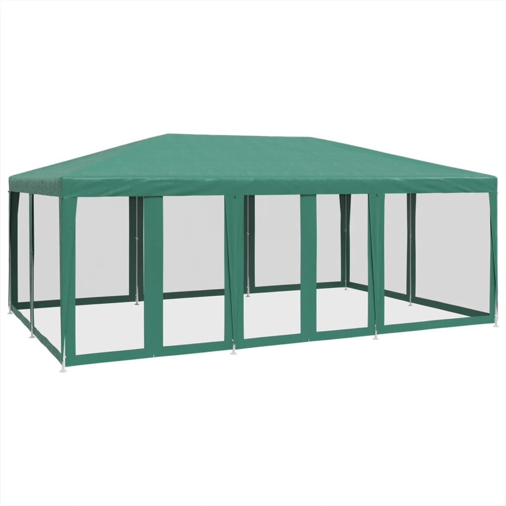 Partyzelt mit 10 Mesh-Seitenteilen Weiß 6x4 m HDPE