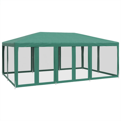 Partyzelt mit 10 Mesh-Seitenteilen Weiß 6x4 m HDPE