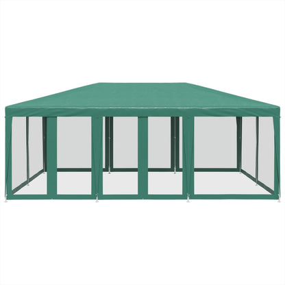 Partyzelt mit 10 Mesh-Seitenteilen Weiß 6x4 m HDPE