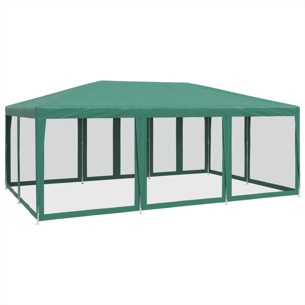 Partyzelt mit 10 Mesh-Seitenteilen Weiß 6x4 m HDPE