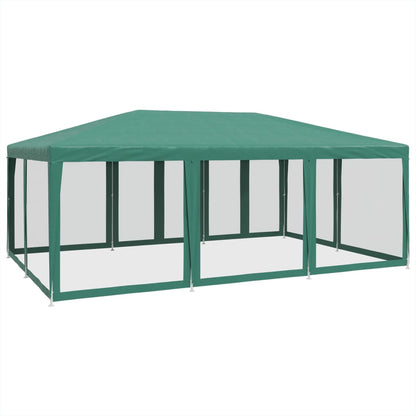 Partyzelt mit 10 Mesh-Seitenteilen Weiß 6x4 m HDPE