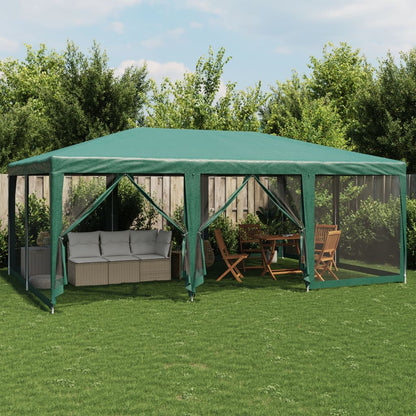 Partyzelt mit 10 Mesh-Seitenteilen Weiß 6x4 m HDPE