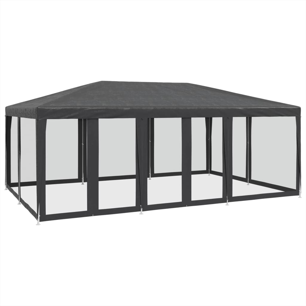 Partyzelt mit 10 Mesh-Seitenteilen Weiß 6x4 m HDPE
