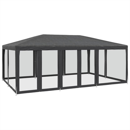 Partyzelt mit 10 Mesh-Seitenteilen Weiß 6x4 m HDPE