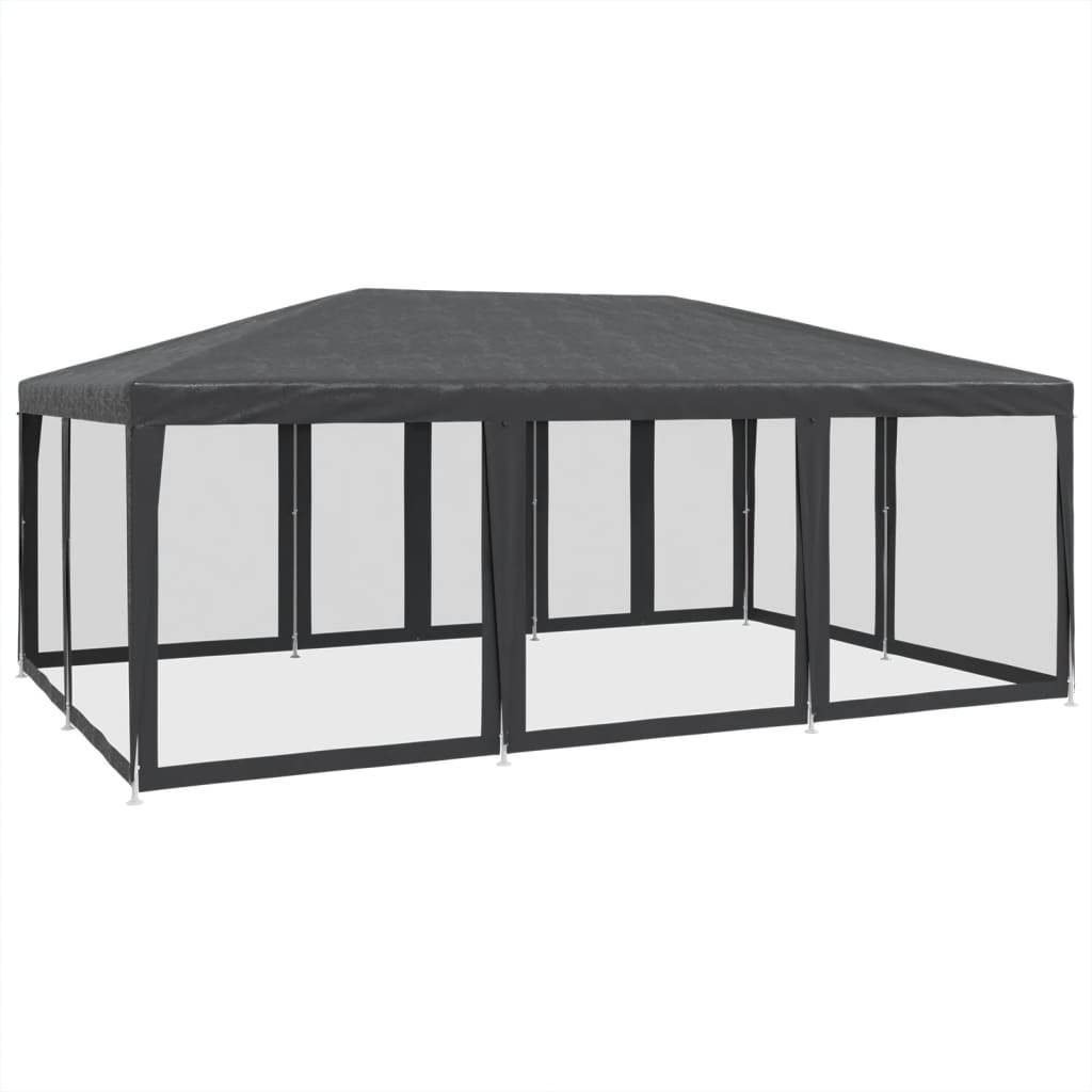 Partyzelt mit 10 Mesh-Seitenteilen Weiß 6x4 m HDPE