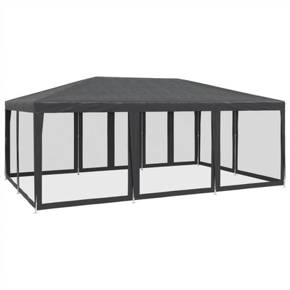 Partyzelt mit 10 Mesh-Seitenteilen Weiß 6x4 m HDPE