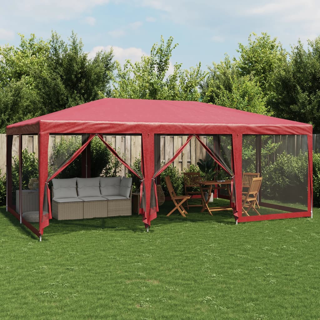 Partyzelt mit 10 Mesh-Seitenteilen Weiß 6x4 m HDPE