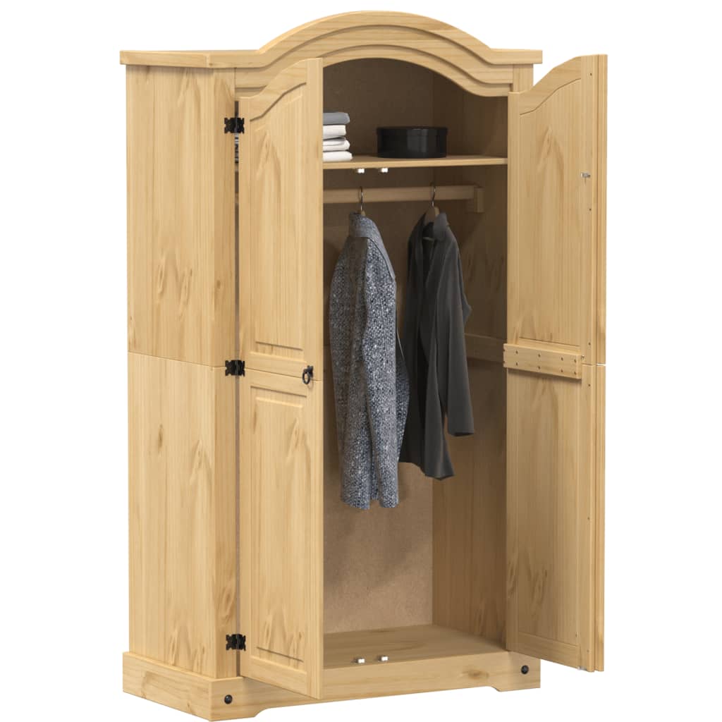 Kleiderschrank Corona Weiß 102x52x186 cm Massivholz Kiefer