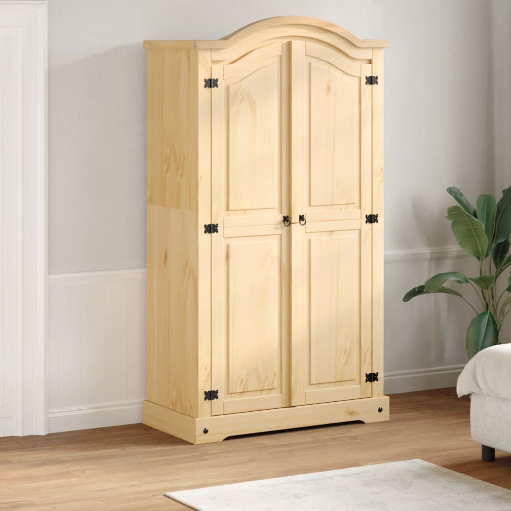 Kleiderschrank Corona Weiß 102x52x186 cm Massivholz Kiefer