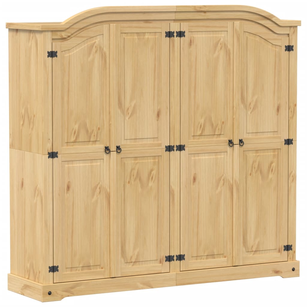 Kleiderschrank Corona Weiß 194x52x186 cm Massivholz Kiefer