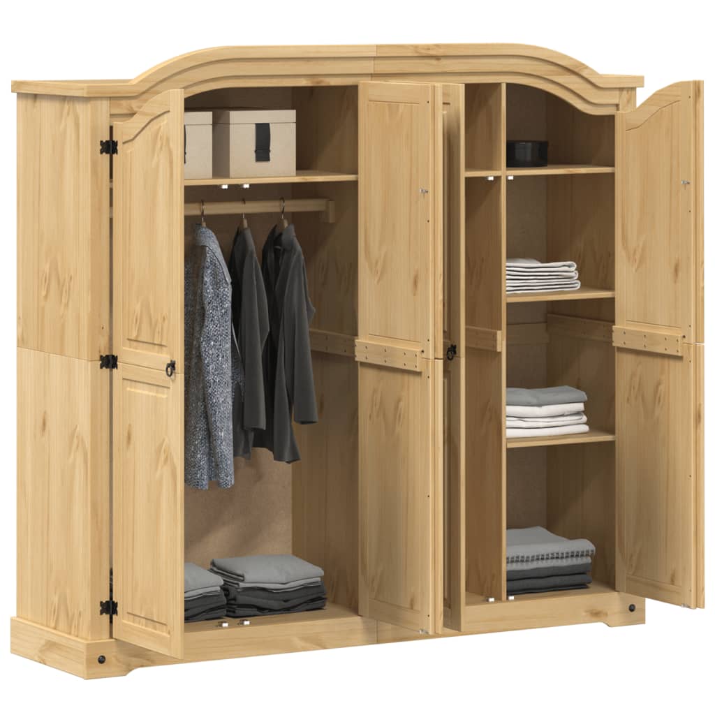 Kleiderschrank Corona Weiß 194x52x186 cm Massivholz Kiefer