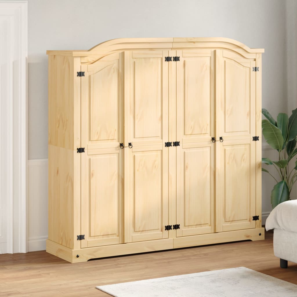 Kleiderschrank Corona Weiß 194x52x186 cm Massivholz Kiefer