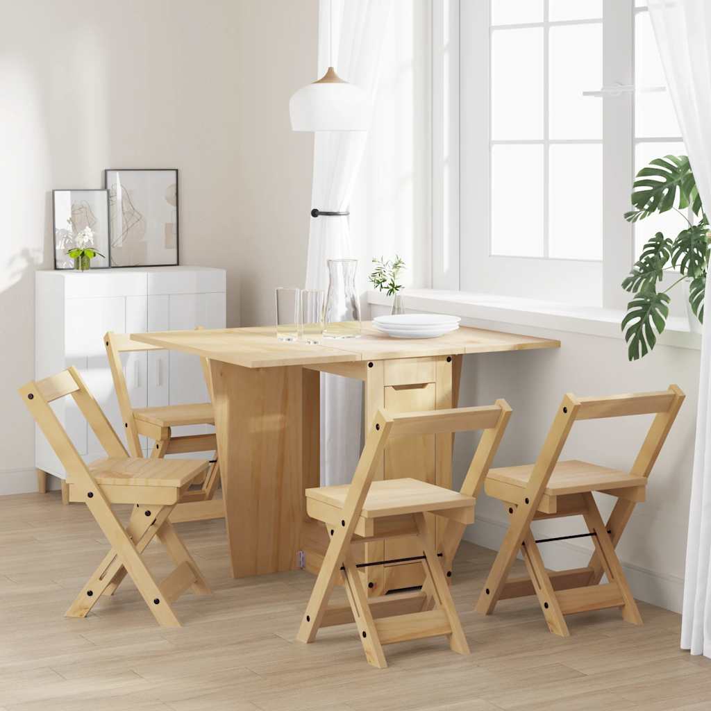 5-tlg. Butterfly-Esstisch-Set Corona Grau Kiefernholz