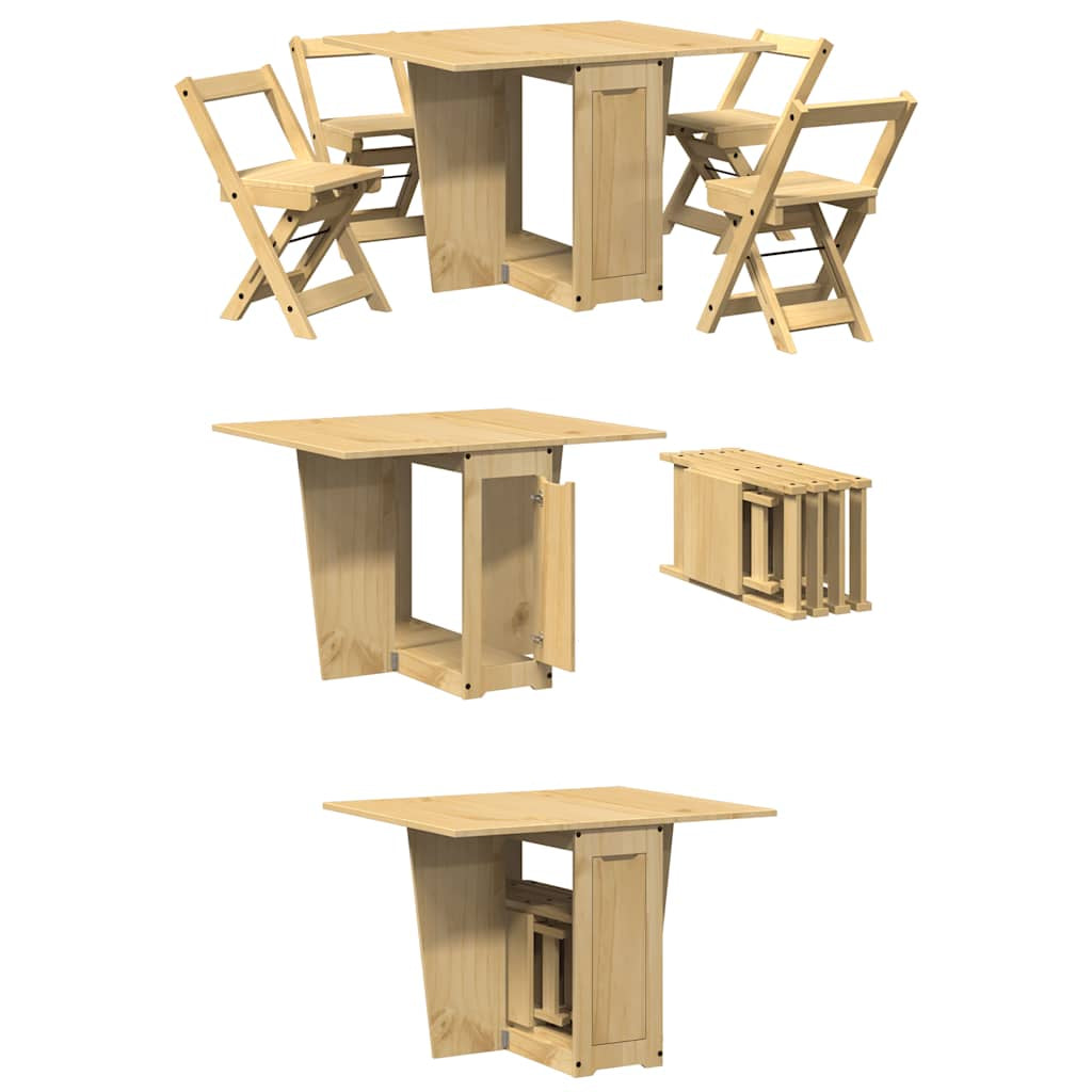 5-tlg. Butterfly-Esstisch-Set Corona Grau Kiefernholz