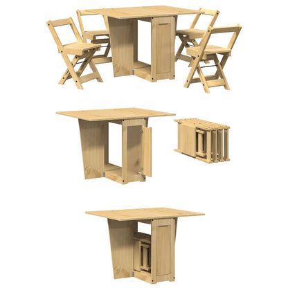 5-tlg. Butterfly-Esstisch-Set Corona Grau Kiefernholz