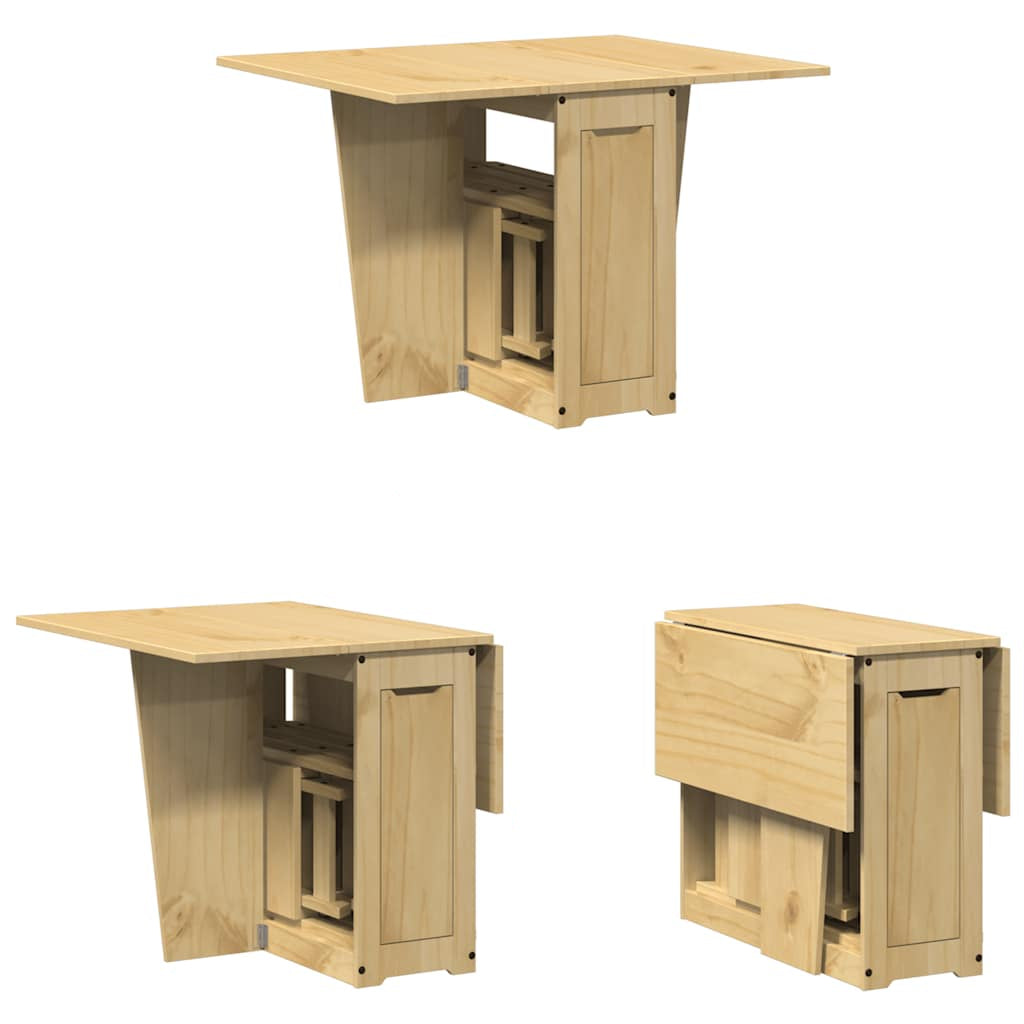 5-tlg. Butterfly-Esstisch-Set Corona Grau Kiefernholz
