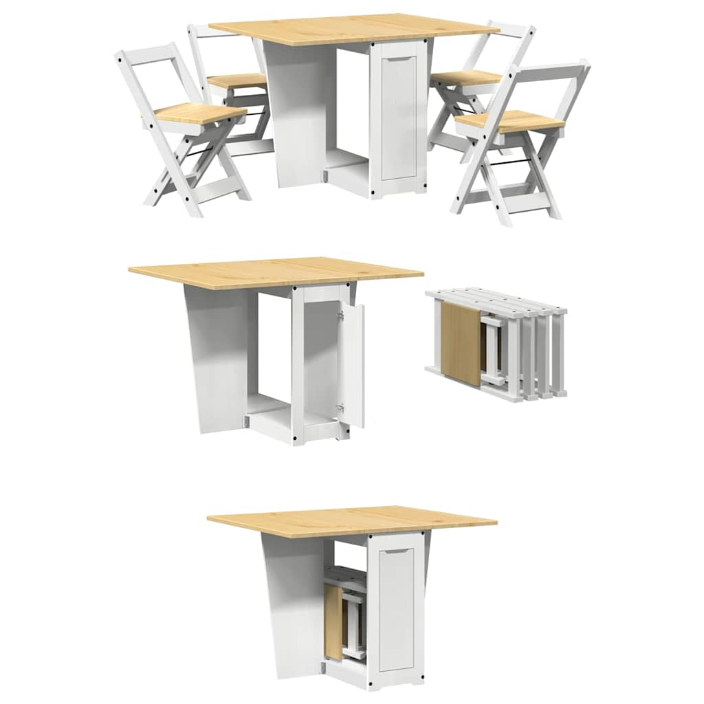 5-tlg. Butterfly-Esstisch-Set Corona Grau Kiefernholz