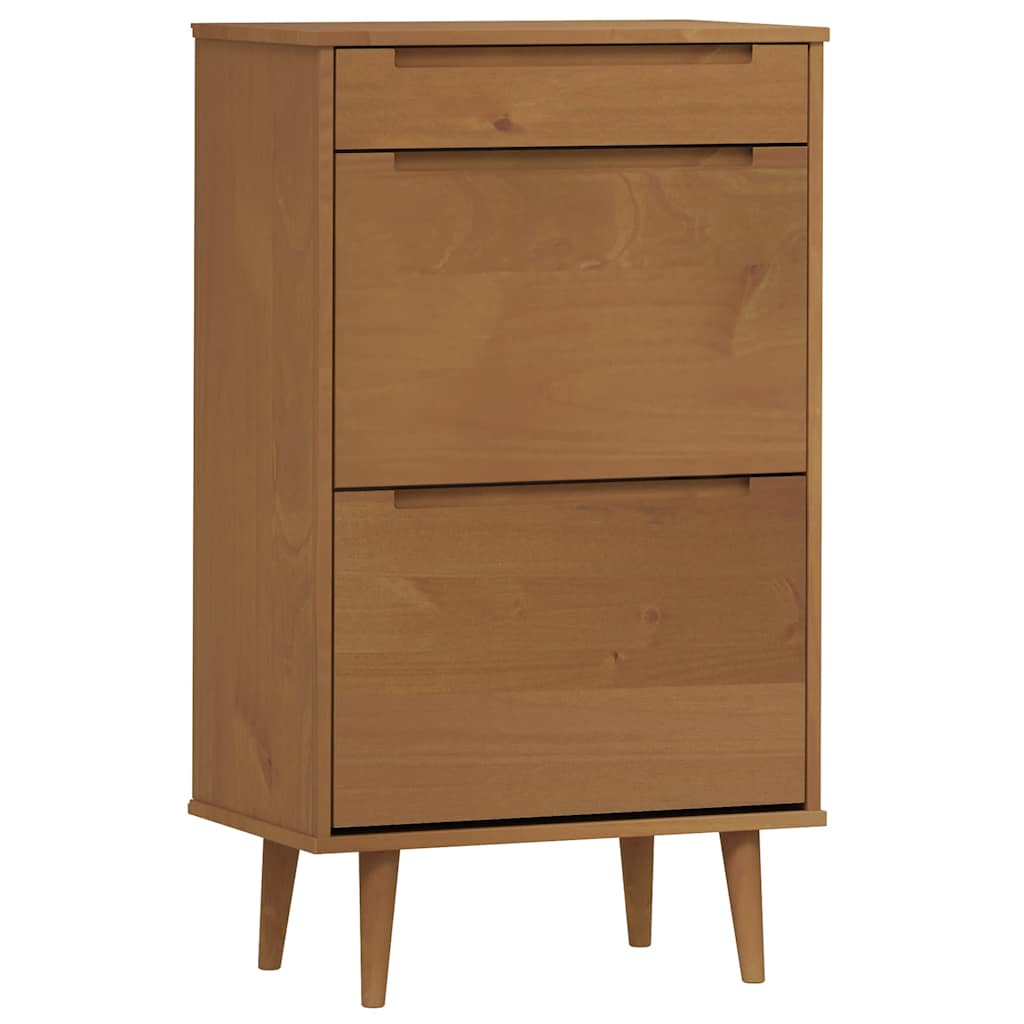 Schuhschrank MOLDE Weiß 59,5x35x103 cm Massivholz Kiefer