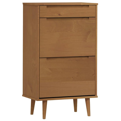 Schuhschrank MOLDE Weiß 59,5x35x103 cm Massivholz Kiefer