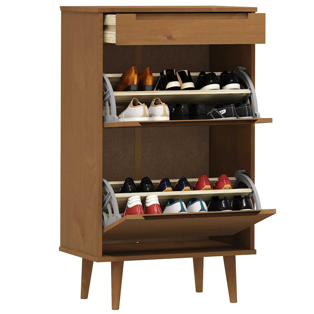 Schuhschrank MOLDE Weiß 59,5x35x103 cm Massivholz Kiefer