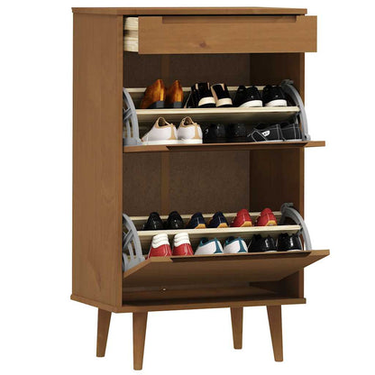 Schuhschrank MOLDE Weiß 59,5x35x103 cm Massivholz Kiefer
