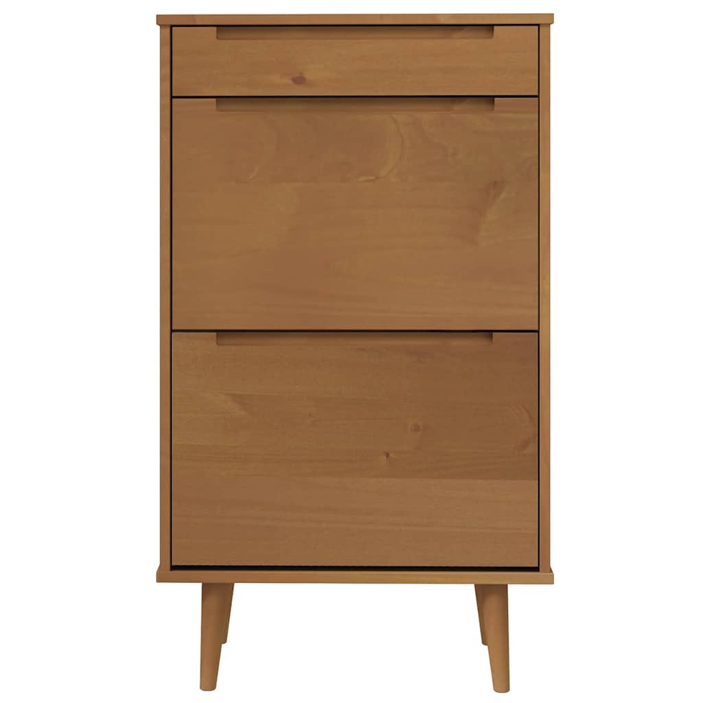 Schuhschrank MOLDE Weiß 59,5x35x103 cm Massivholz Kiefer