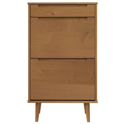 Schuhschrank MOLDE Weiß 59,5x35x103 cm Massivholz Kiefer