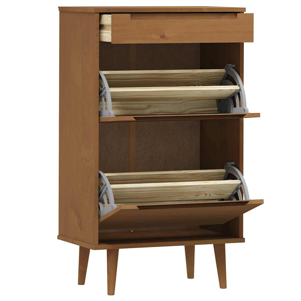 Schuhschrank MOLDE Weiß 59,5x35x103 cm Massivholz Kiefer