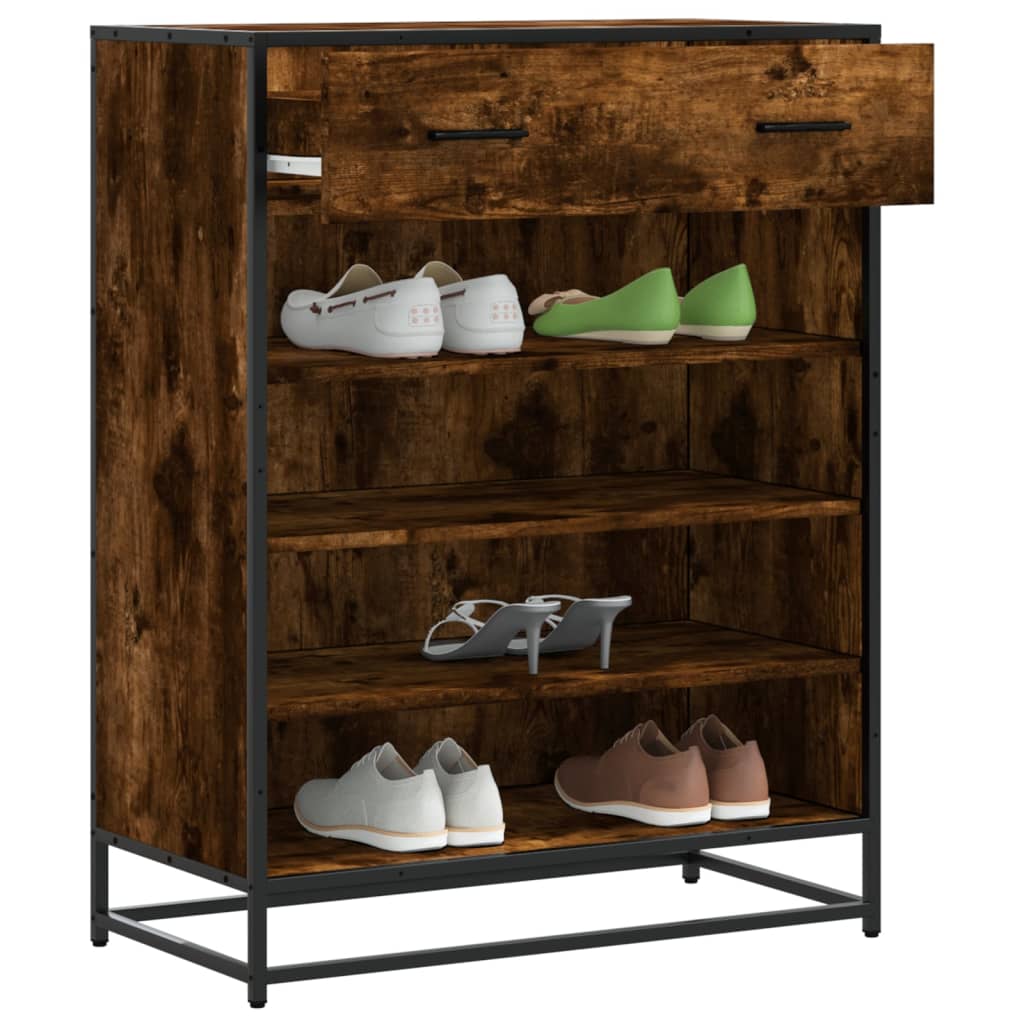 Schuhschrank Eichen-Optik 75x38x97,5 cm Holzwerkstoff Metall