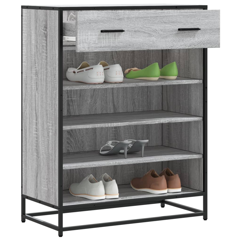 Schuhschrank Eichen-Optik 75x38x97,5 cm Holzwerkstoff Metall