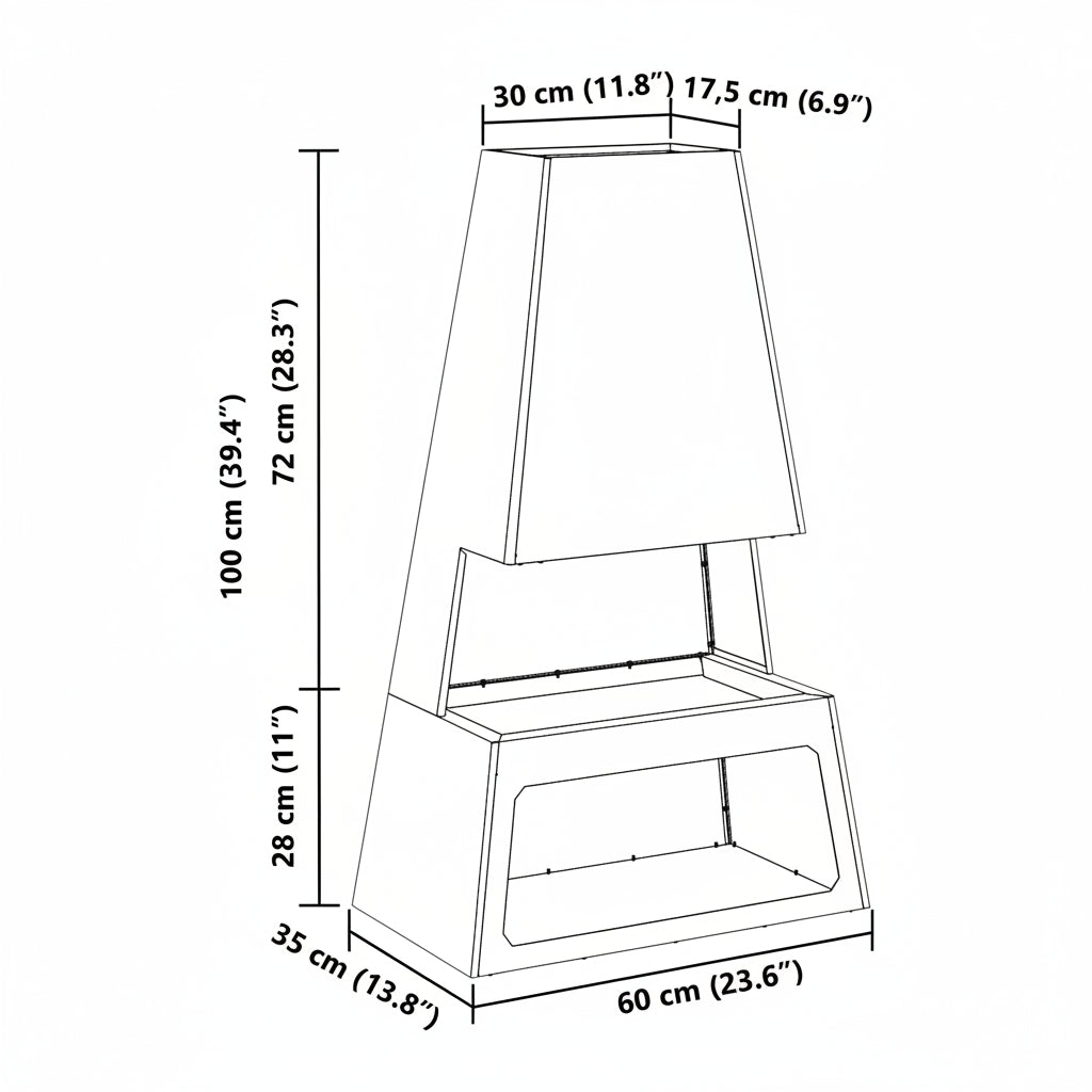 Feuerstelle Schwarz 60 x 35 x 100 cm Stahl