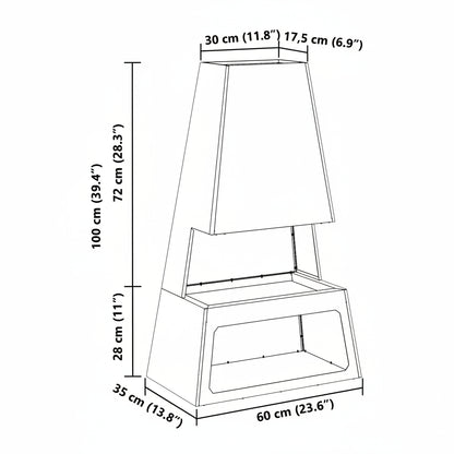 Feuerstelle Schwarz 60 x 35 x 100 cm Stahl