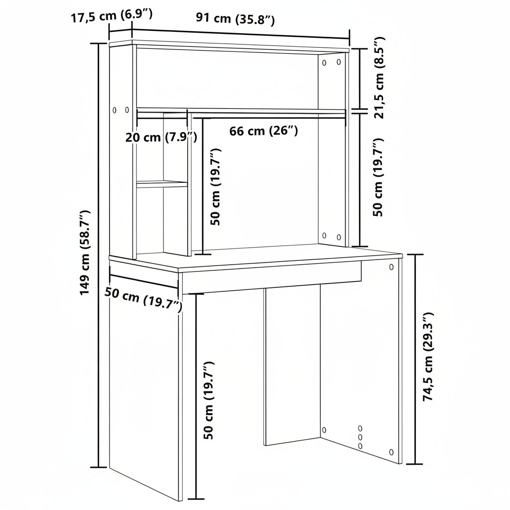 Schreibtisch Artisan-Eiche 91 x 50 x 149 cm Holzwerkstoff