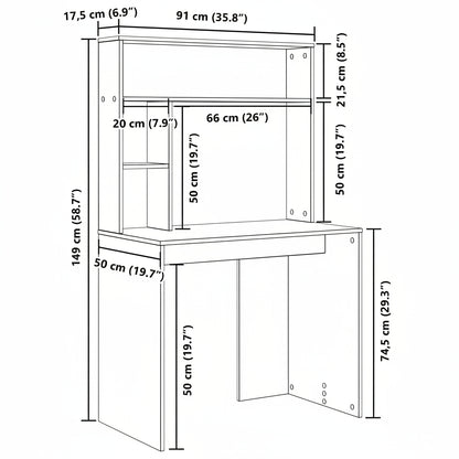 Schreibtisch Artisan-Eiche 91 x 50 x 149 cm Holzwerkstoff