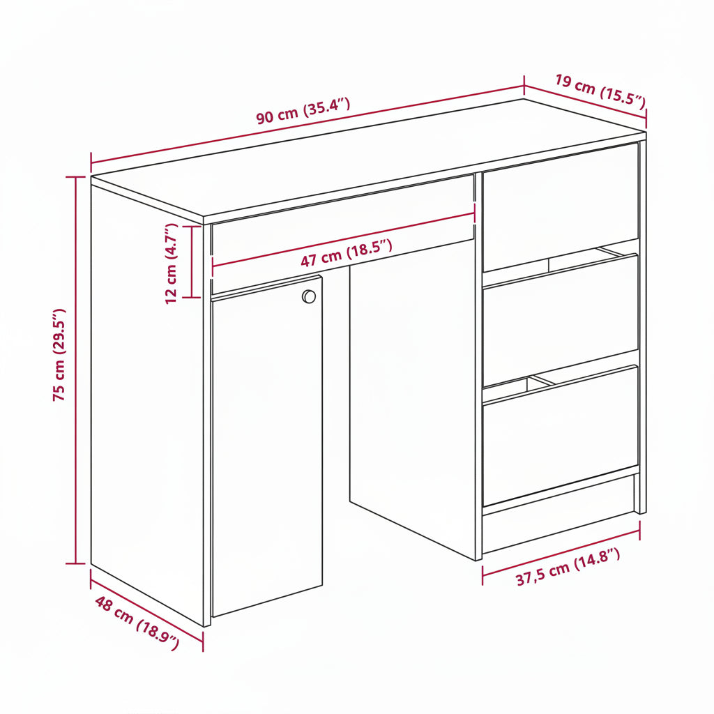 Schreibtisch Graues Sonoma 90 X 37,5 X 75 Cm Holzwerkstoff