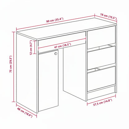 Schreibtisch Graues Sonoma 90 X 37,5 X 75 Cm Holzwerkstoff