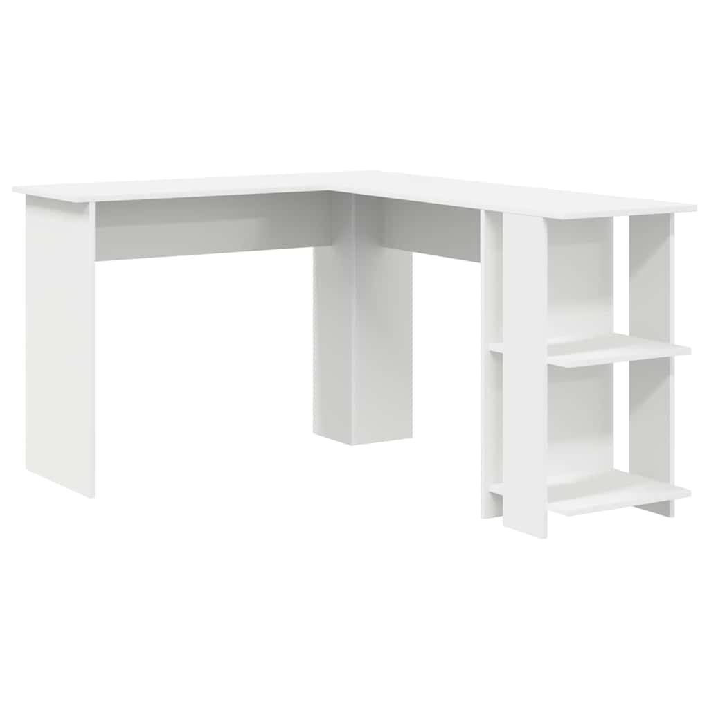 Eckschreibtisch mit Stauraum mit Regal Weiß 140 x 113,5 x 75 cm