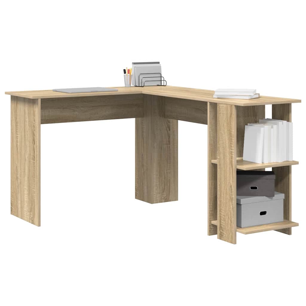 Eckschreibtisch mit Stauraum mit Regal Weiß 140 x 113,5 x 75 cm
