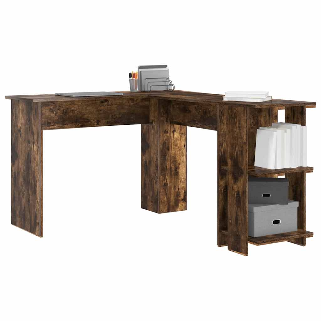 Eckschreibtisch mit Stauraum mit Regal Weiß 140 x 113,5 x 75 cm