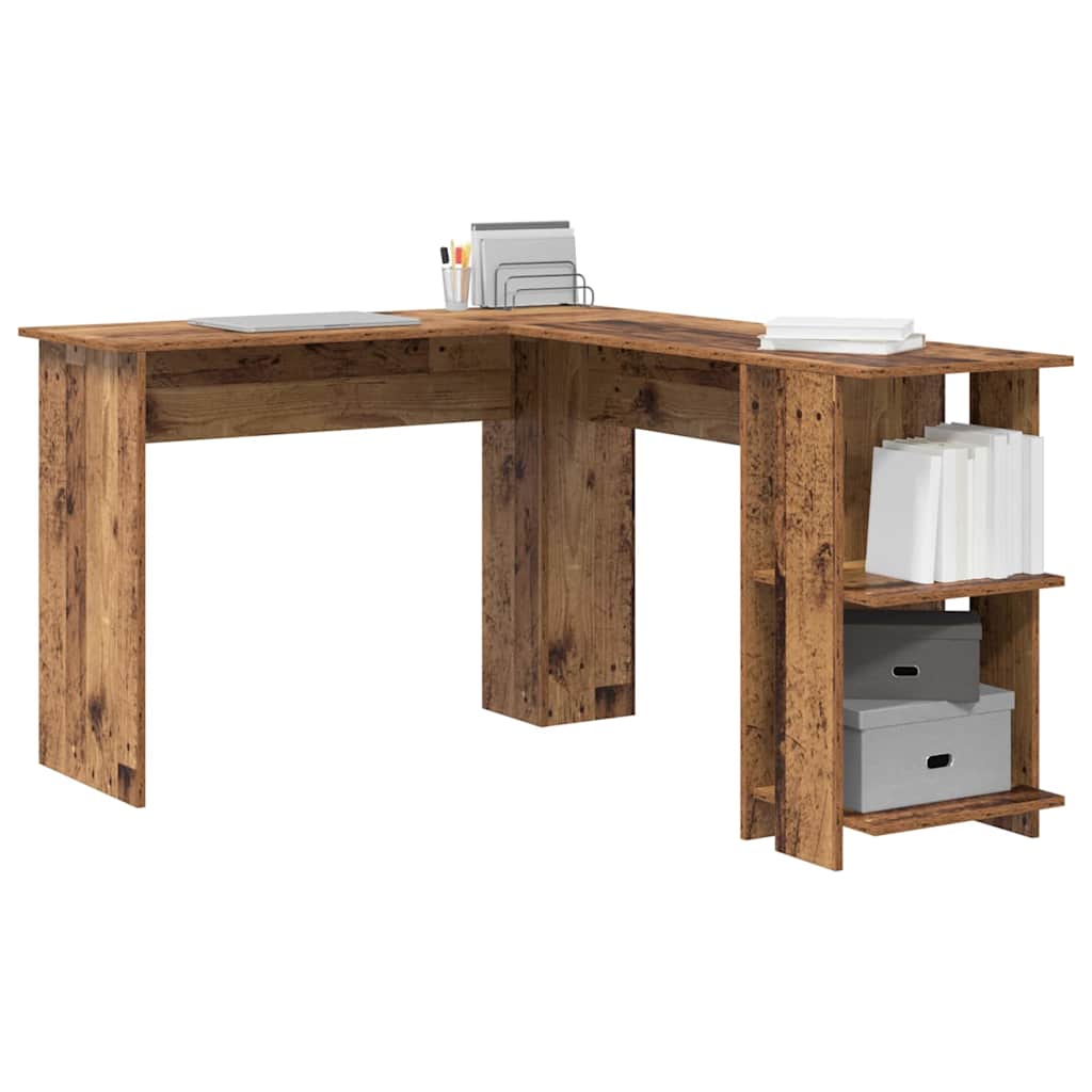 Eckschreibtisch mit Stauraum mit Regal Weiß 140 x 113,5 x 75 cm