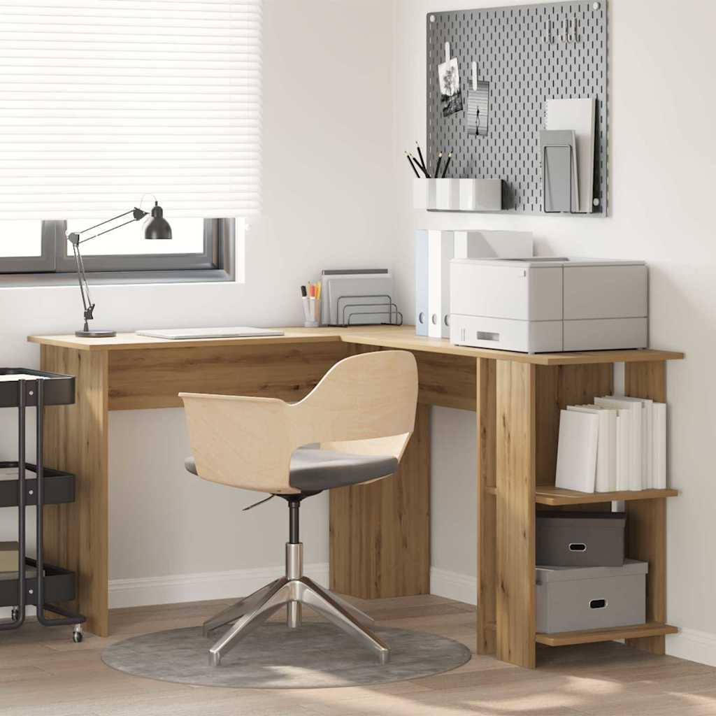 Eckschreibtisch mit Stauraum mit Regal Weiß 140 x 113,5 x 75 cm
