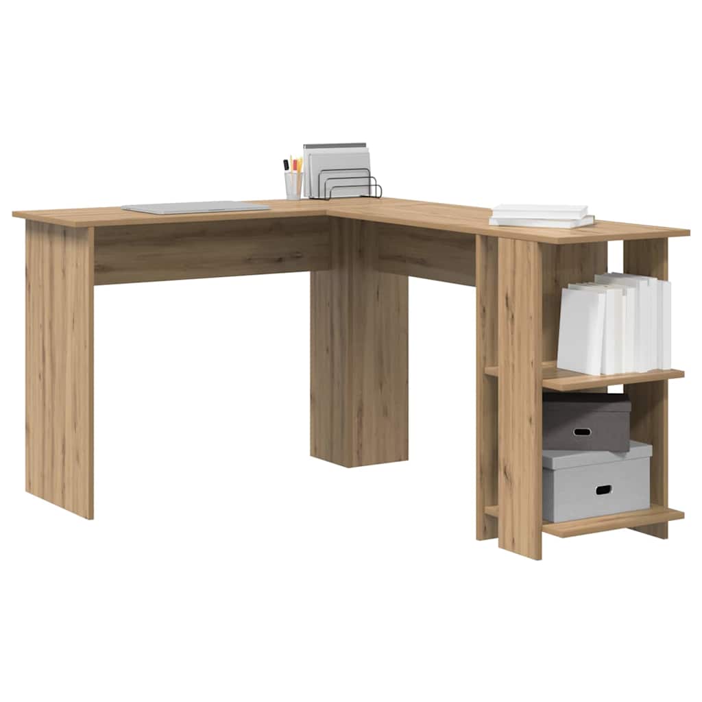 Eckschreibtisch mit Stauraum mit Regal Weiß 140 x 113,5 x 75 cm