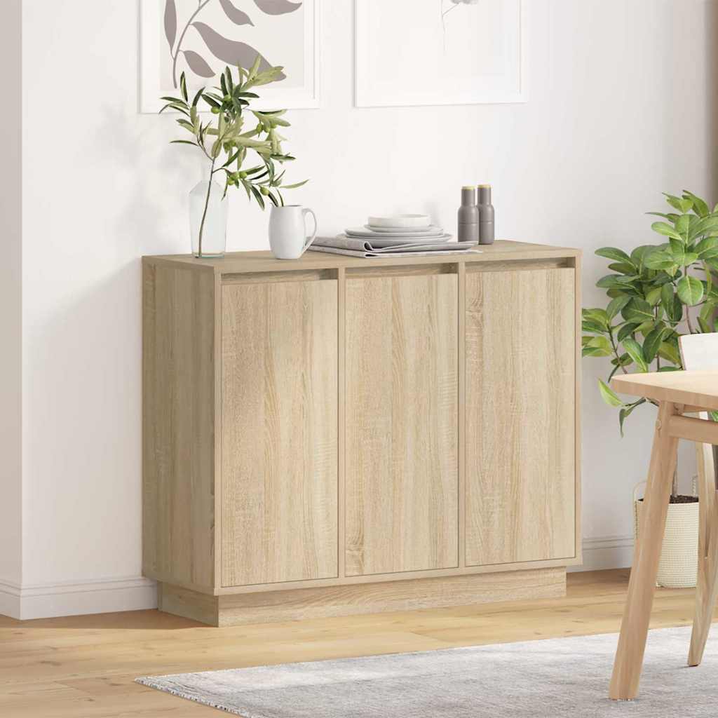 Led-Sideboard Graues Sonoma 90 X 32 X 75 Cm Holzwerkstoff