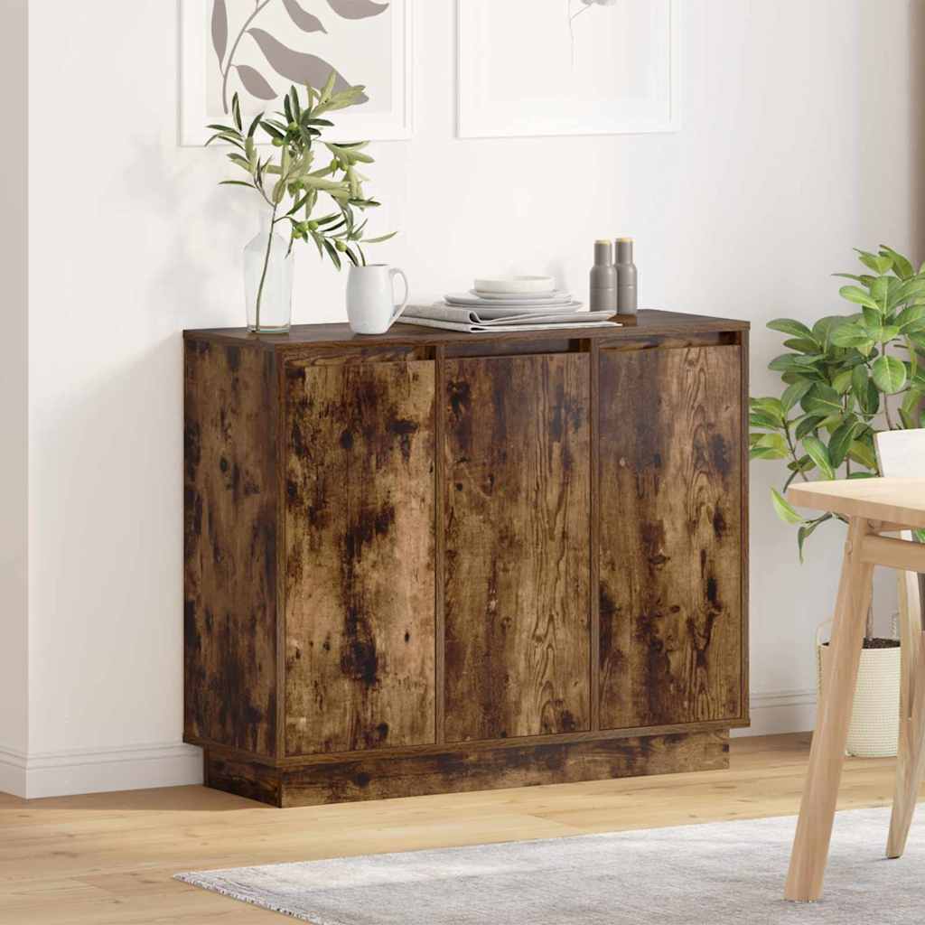 Led-Sideboard Graues Sonoma 90 X 32 X 75 Cm Holzwerkstoff