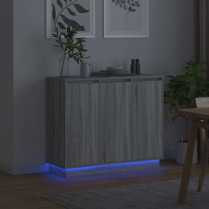Led-Sideboard Graues Sonoma 90 X 32 X 75 Cm Holzwerkstoff